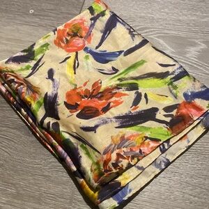 Echo watercolor floral print long silk like (polyester) scarf